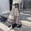 Versatile Flared Pleated Women's Autumn Winter High Waist Thickened Knitted Wool A-Line Hip-Hiding Long Midi Skirt