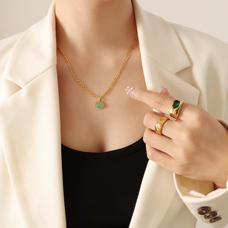 Natural Green Aventurine Pendant & Earrings Set: Ethnic Style Women's Jewelry