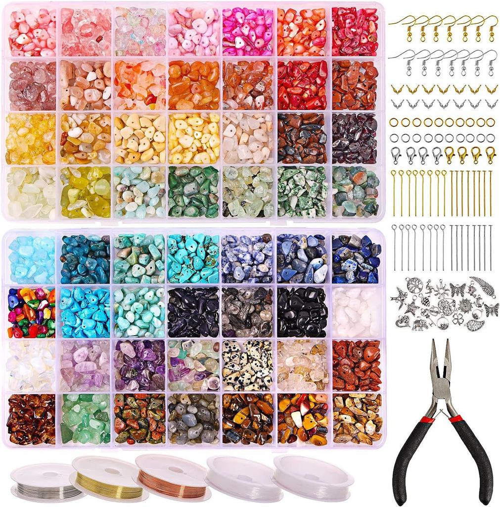 Handmade Jewelry Accessories Box 24 56 Grid Irregular Gravel Natural Stone Diy Beads