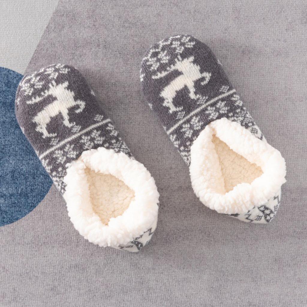 Damen Hirsch Boden Socken, Fünfzackiger Stern Dicke Baumwolle Samt Socken, Haus Schlaf Teppich Socken