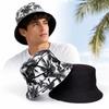 Black White Coconut Tree Printed Hat UV Protection Panama Sun Hat  Summer Outdoor Travel