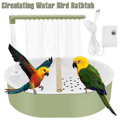 Zirkulierendes Wasser Vogel Badewanne USB Elektrisch Automatisch Papagei Badewanne Käfig Papagei Vogel Dusche Bad Haustierbedarf Zubehör Grün