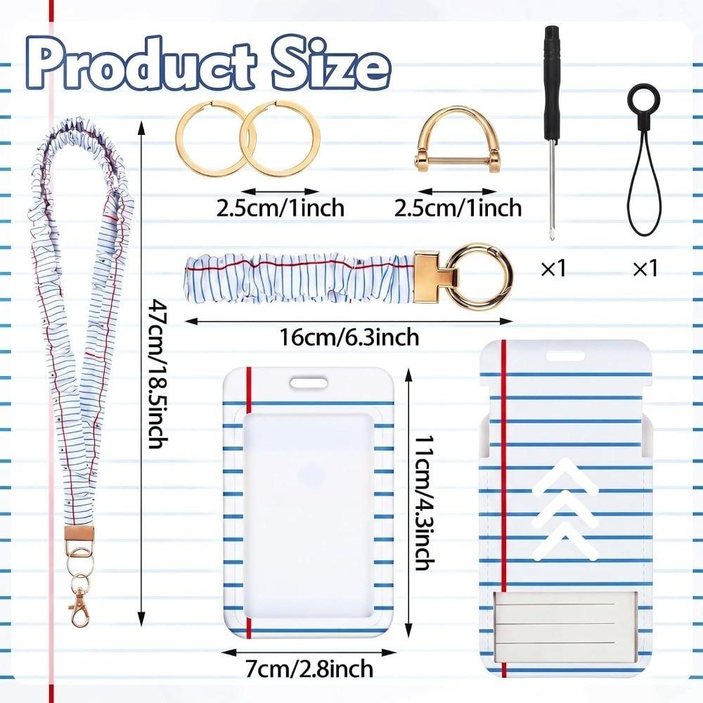 1 Set Safety Breakaway Buckle ID Badge Lanyard Stretchy Scrunchie Style Waterproof ID Card Holders Retractable Lanyard Set