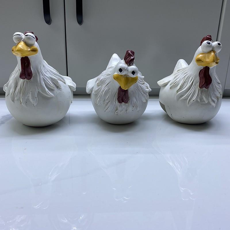 Farmyard Chicken Decor Figurine Garden Ornament Fence Style Cottagecore Home Resin Craft Patio Yard