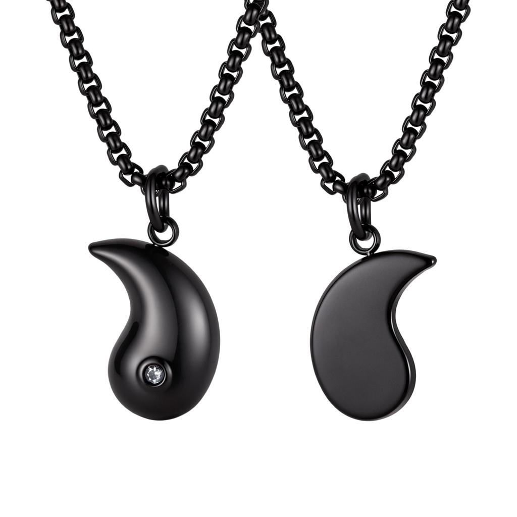 Mystical Ba Gua Zircon Necklace for Men Women, Stainless Steel Silver Taoist Pendant, Lucky Jewelry Gift