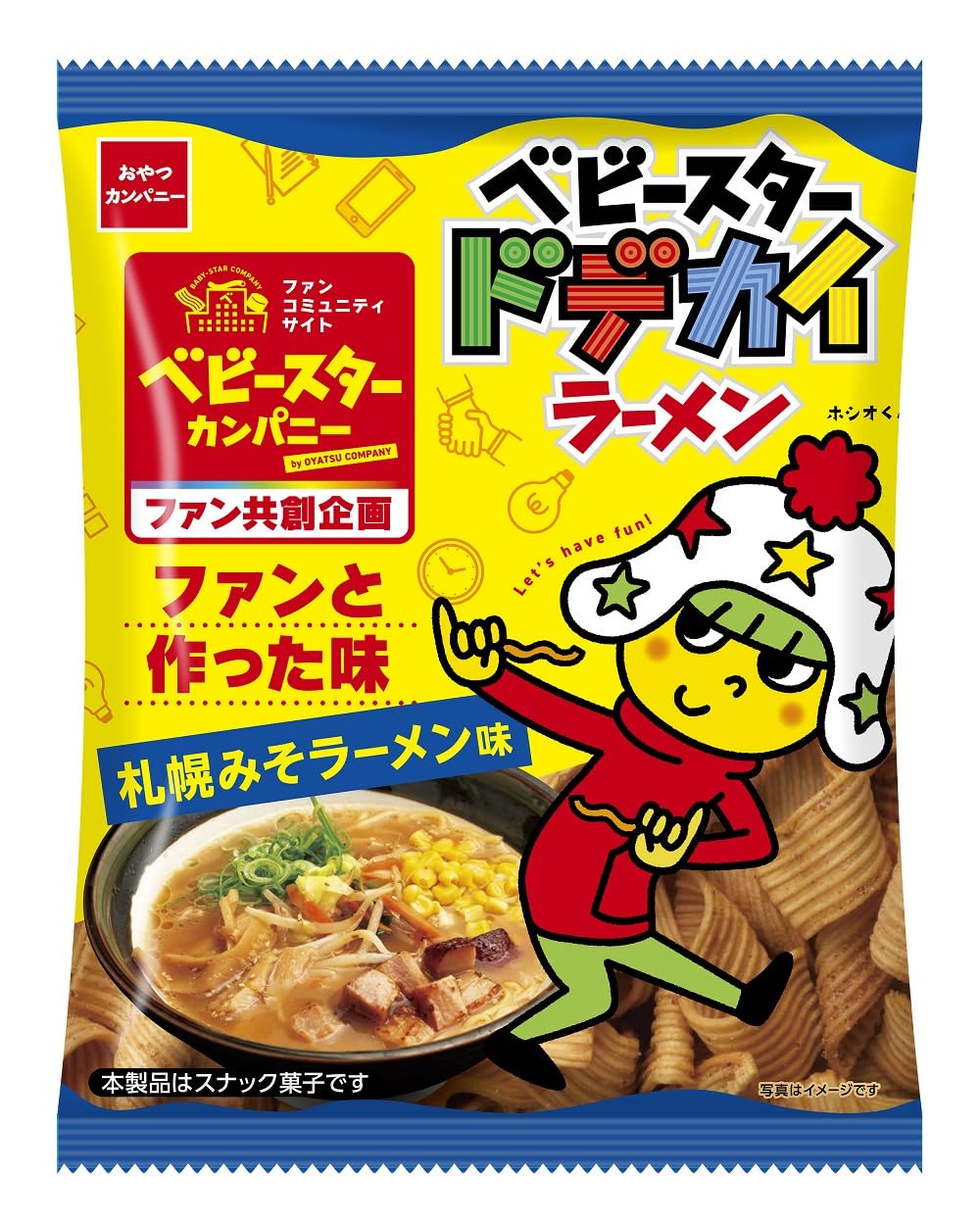

Oyatsu Company Time Oyatsu Company Baby Star Dodekai Ramen Sapporo Miso Ramen Flavor Easy to Eat 62g x 12 Bags (Limited Offer) (Wide Noodles, Snack)