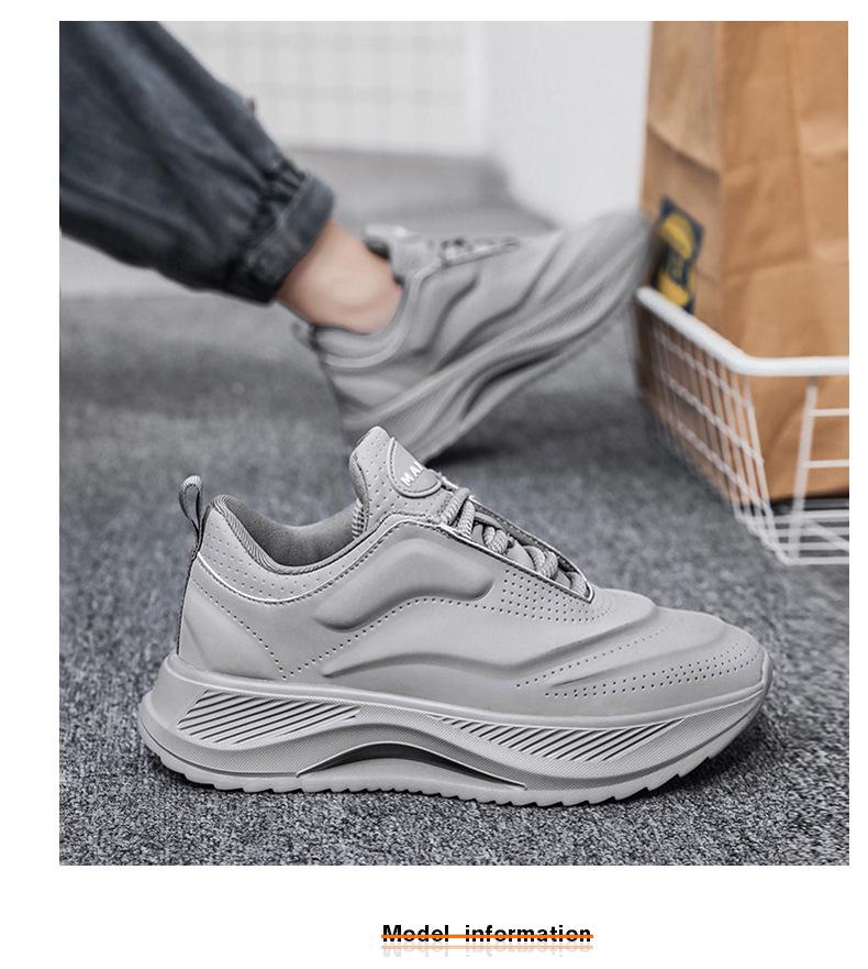 Trendsetting Men s Plus Size Thick-Soled White Casual Sneakers 37-45 43 серый