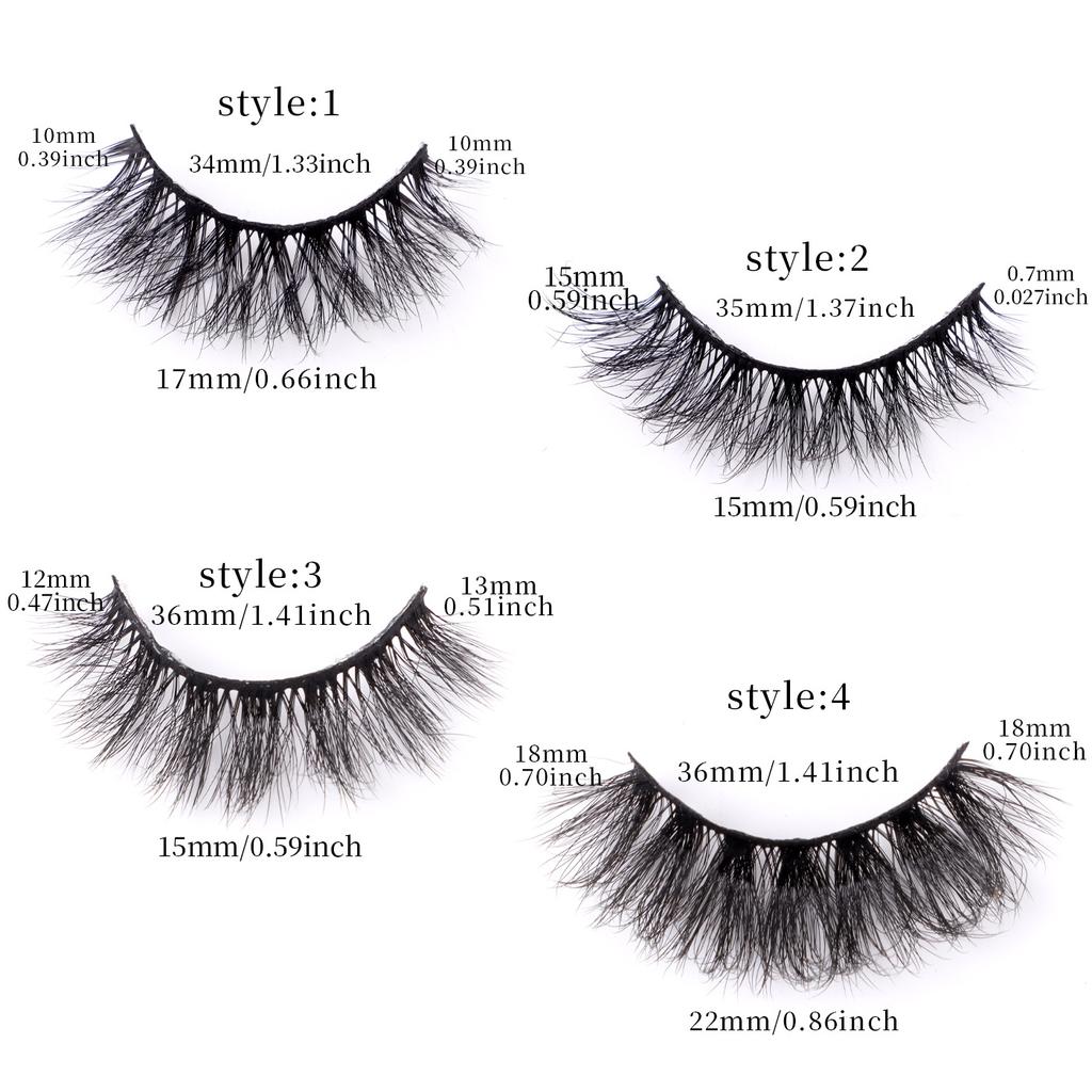 1 Pair Of Natural Thick False Eyelashes 4 Mixed And Matched Simulated Fried Eyelashes Curled Eyelashes