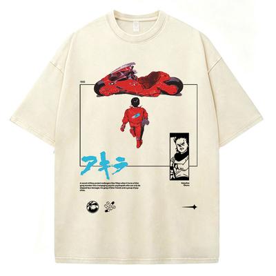 Anime Akira Washed Vintage T Shirt Movie Shotaro Kaneda T Shirt Men's Women Clothing Fashion Cotton Casual Short Sleeve T-shirts