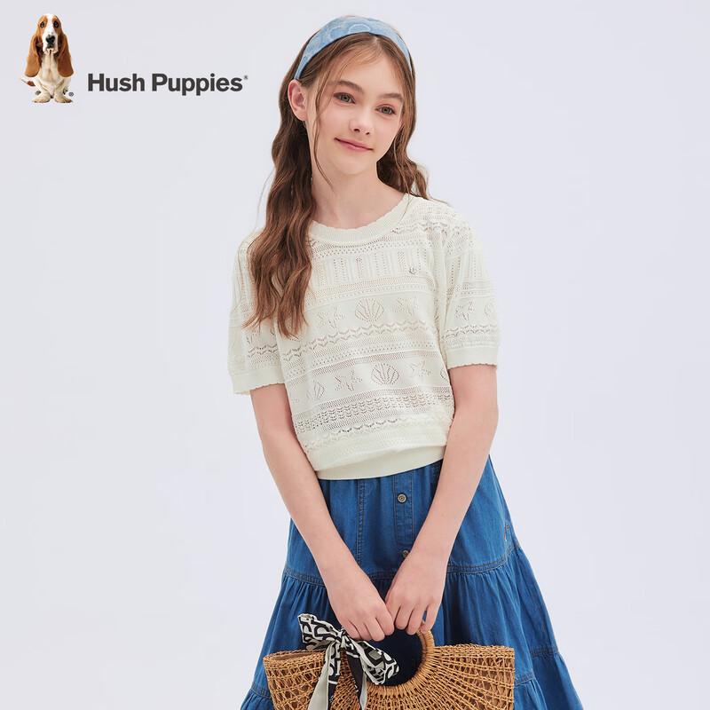Hush Puppies Girls' Sweet Jacquard Round Neck Short Sleeve T-Shirt