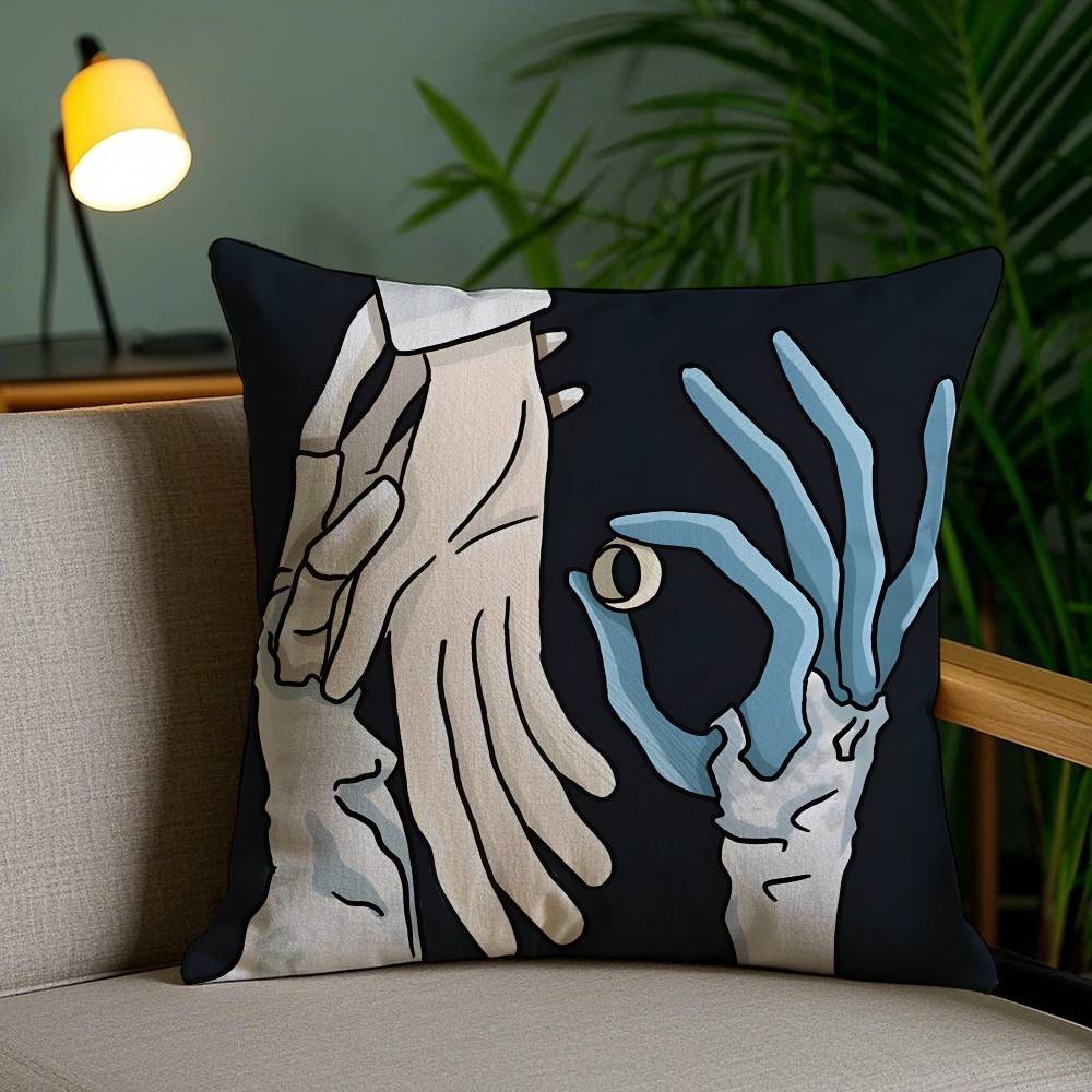 Movie Cartoon Corpse Bride-B Pillow Case Anti-dustmite Pillowcase Invisible Zipper Silky Short Plush Sofa Cushion Cover