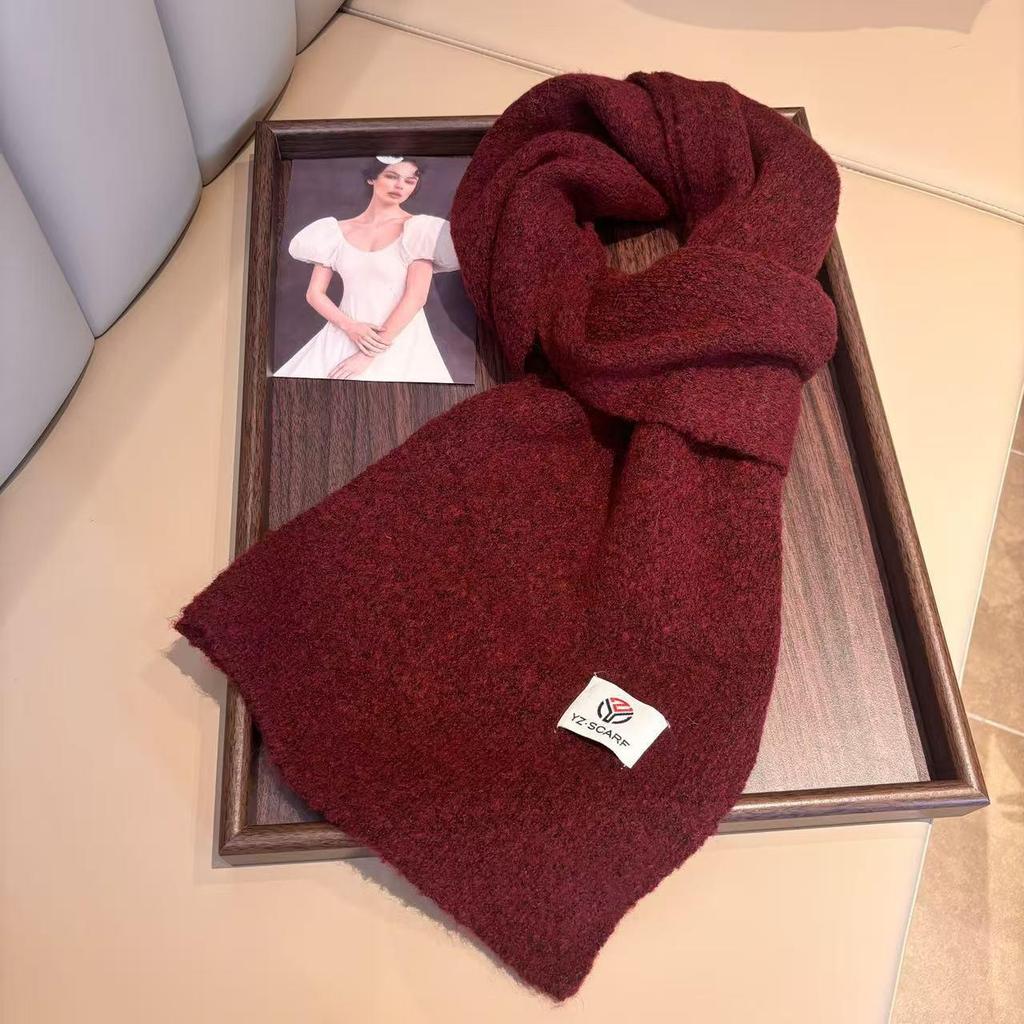 Sciarpa Lavorata a Maglia da Donna di Alta Gamma Monocolore Autunno/Inverno 2025 - Scaldacollo Versatile, Caldo, Ispirato al Natale per Studentesse