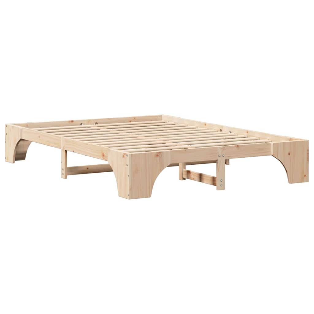 Natural Wooden Bed Frame 140 x 200 cm Solid Pine Wood