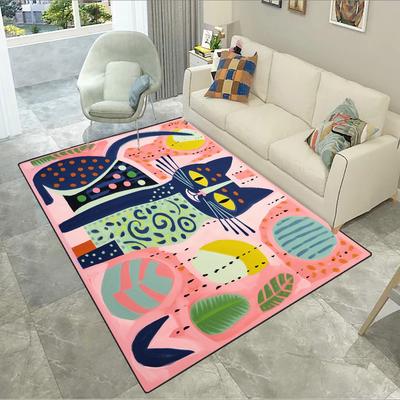 Kunstkatze Teppich Haustierfreundlich für Wohnzimmer Heimdekoration Rutschfest Sofaseite Niedliche Matten Schlafzimmer Große Fläche Garderobe Teppich Tapis