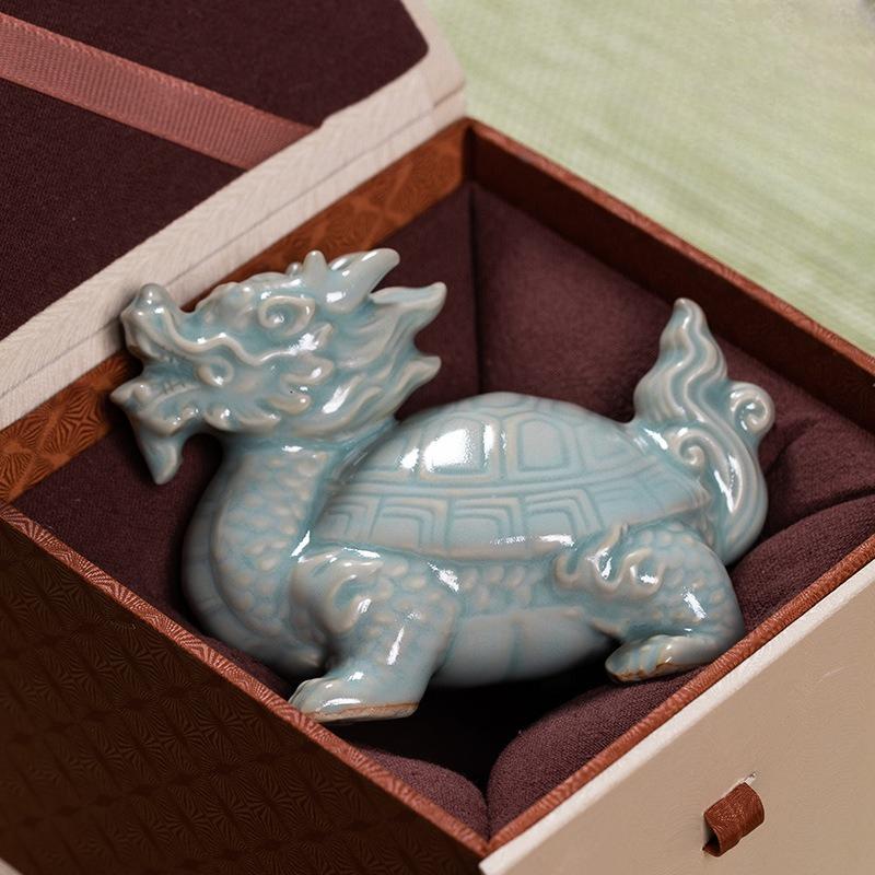 

Longquan Celadon Dragon Turtle Tea Pet for Chinese Tea Ceremony Zen Meditation Home Decor Lucky Fortune Gift