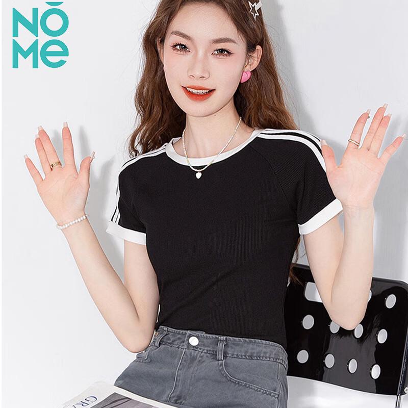 NOME Women's Striped Slim Fit Short Sleeve T-Shirt