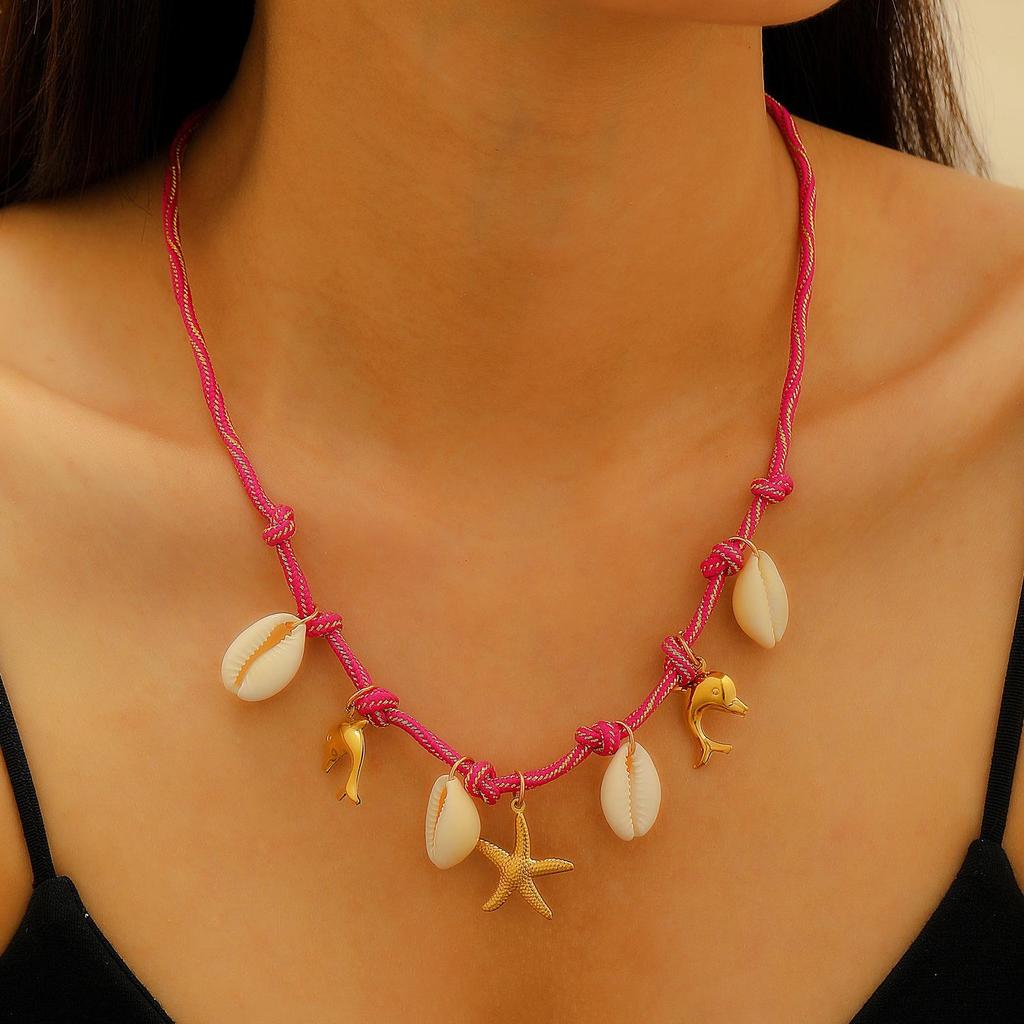 Bohemian Beach Style Conch Earrings & Necklace Set - Exaggerated Holiday Fashion Jewelry for Women