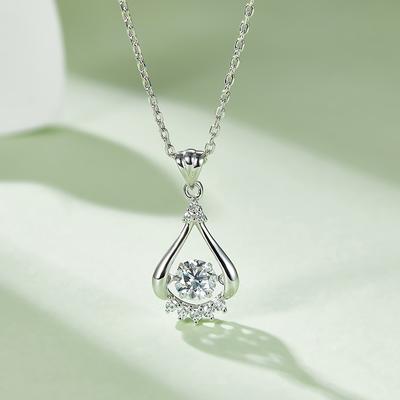 Women Engagement D Color Pendant Necklace 925 Silver Moissanite Diamond Fashion Chain Wedding Jewelry for Girls Christmas Gift