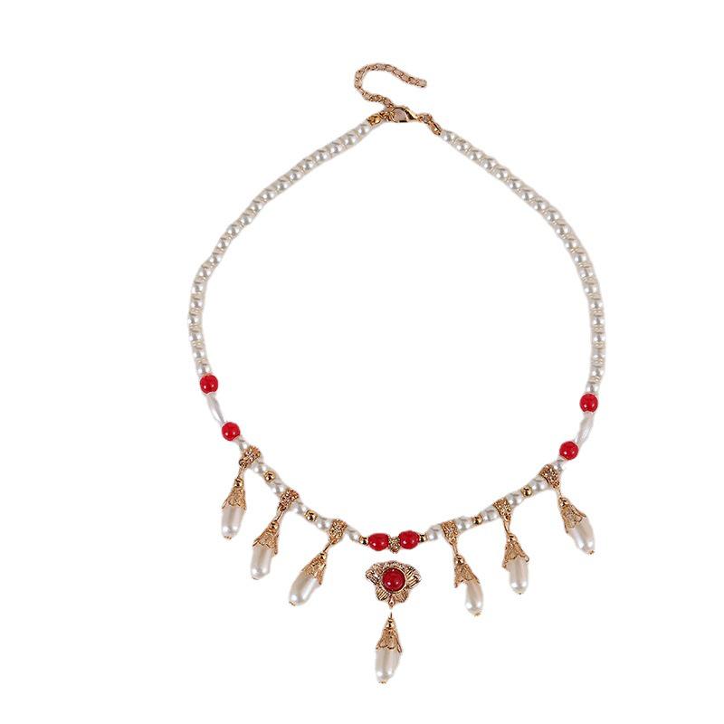 Vintage náhrdelník Cheongsam: Starověký styl Hanfu s Yingluo, Retro pohádkový design, Inspirovaný trendy Douyin.