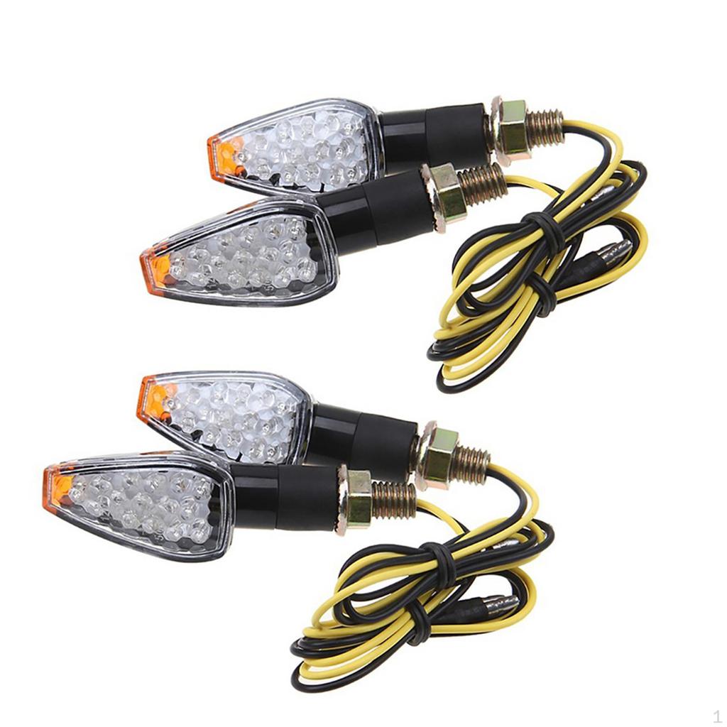 4 Pieces Motorcycle Turn Front & Rear Blinkers Easy Installation 14LED 12V for Motorbike