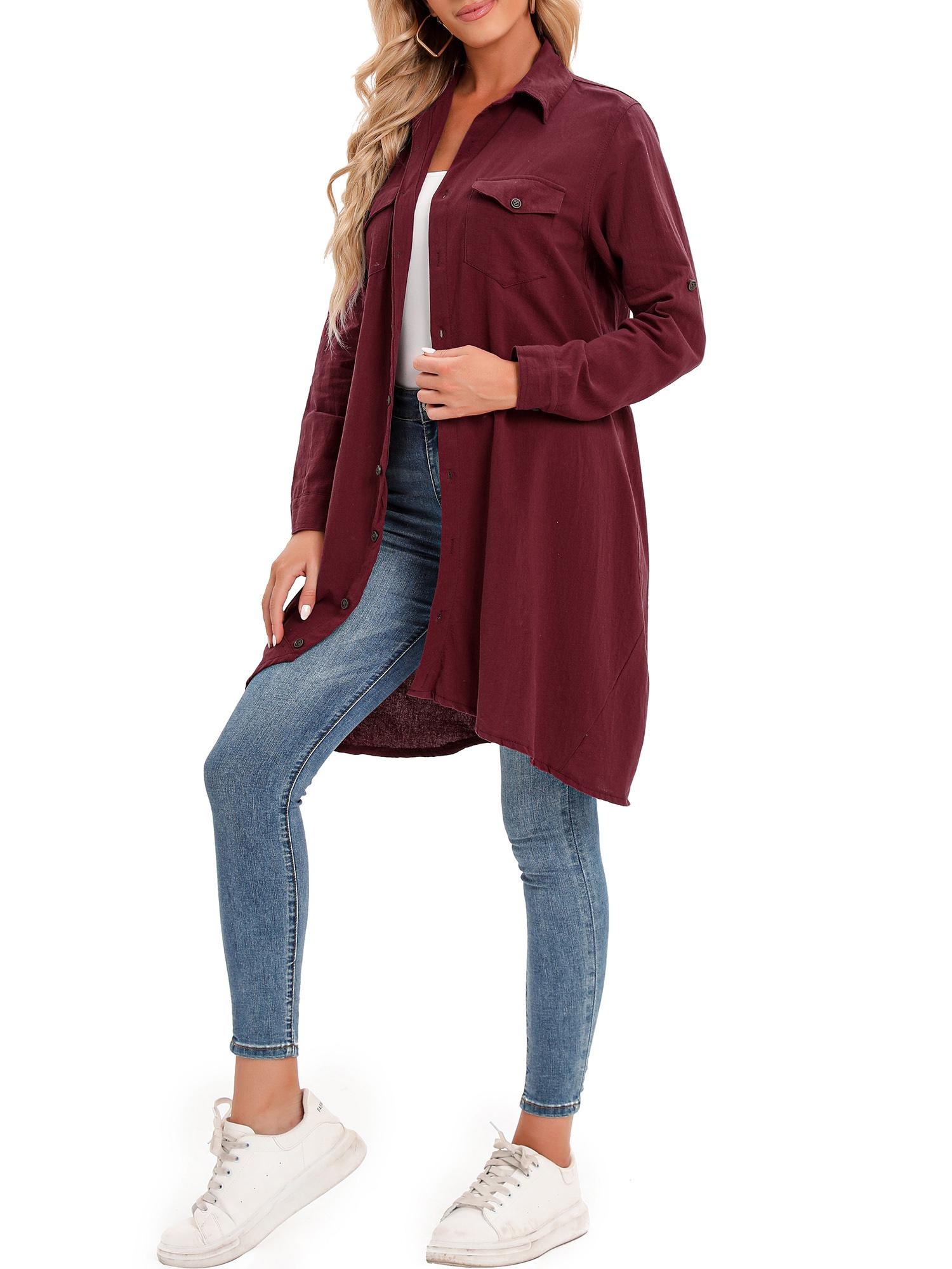 

Новая женская длинная блузка с нерегулярным подолом, длинными рукавами и карманами, свободный повседневный винтажный топ, платье-рубашка