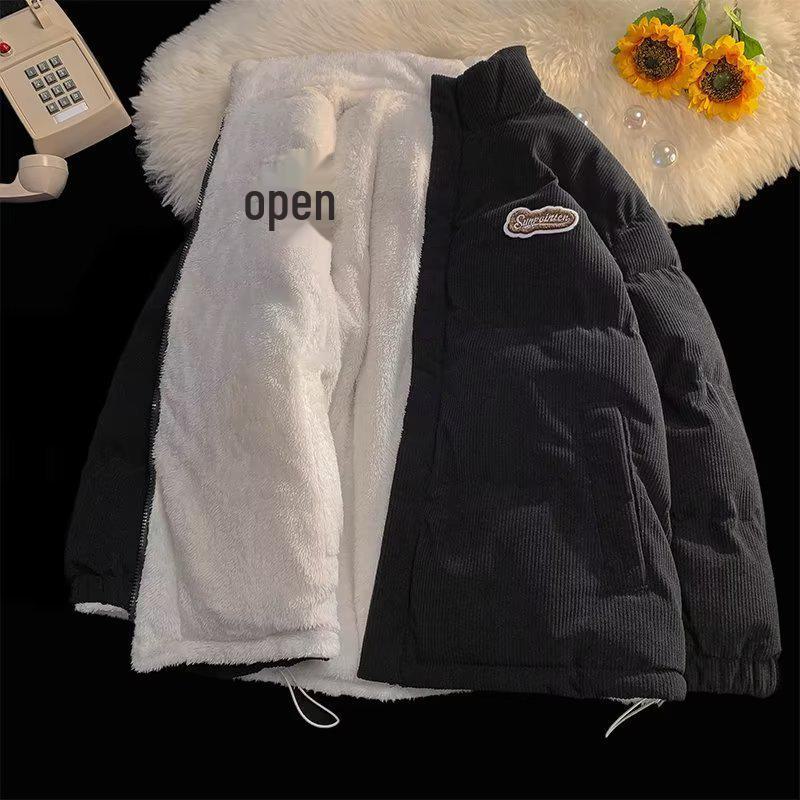 

Мужская куртка Haze Blue из плотного вельвета и хлопка — гонконгский стиль, зима 2023 года XL чёрный