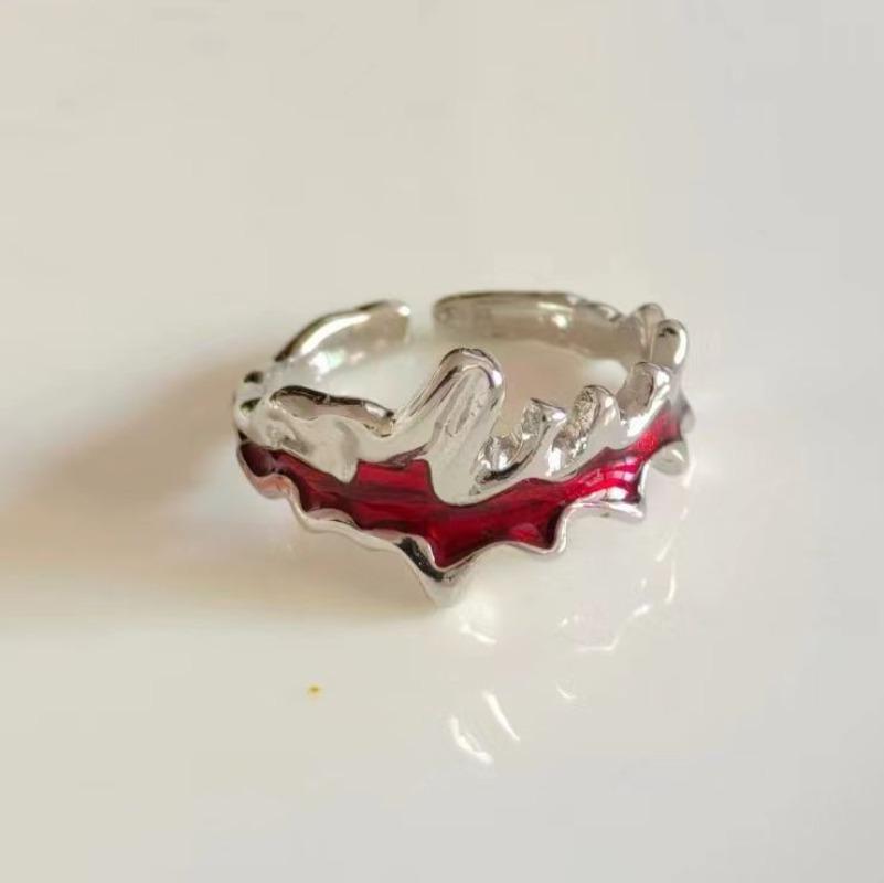 Personalisierter Modischer Unregelmäßiger Offener Flammenring Personalisierter Dunkler Stil Geometrischer Schmuck Zubehör für Damen Großhandel
