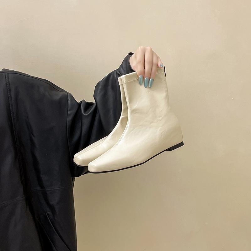 Temperament Fashion Slope Heel Knight Boots Versatile Design Fashion Boots Autumn Korean Edition Niche Middle Heel Back Zipper Women's Boots