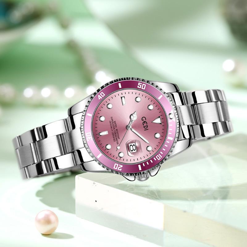 Luminous Calendar Business Watch Women'S Waterproof Steel Belt Quartz Watch Men'S Green Water Ghost Watch Stainless Steel