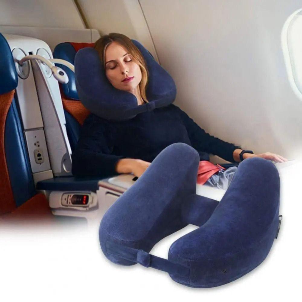 Storage Bag Travel Neck Pillow Soft Velour Cover H-Shaped Neck Pillow Neck Support Pillow  Car Use