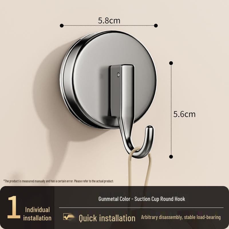 Vacuum Suction Cup Hook: No-Drill, Strong Load-Bearing, Traceless Wall Hook for Kitchen, Bathroom, and Door Towels.