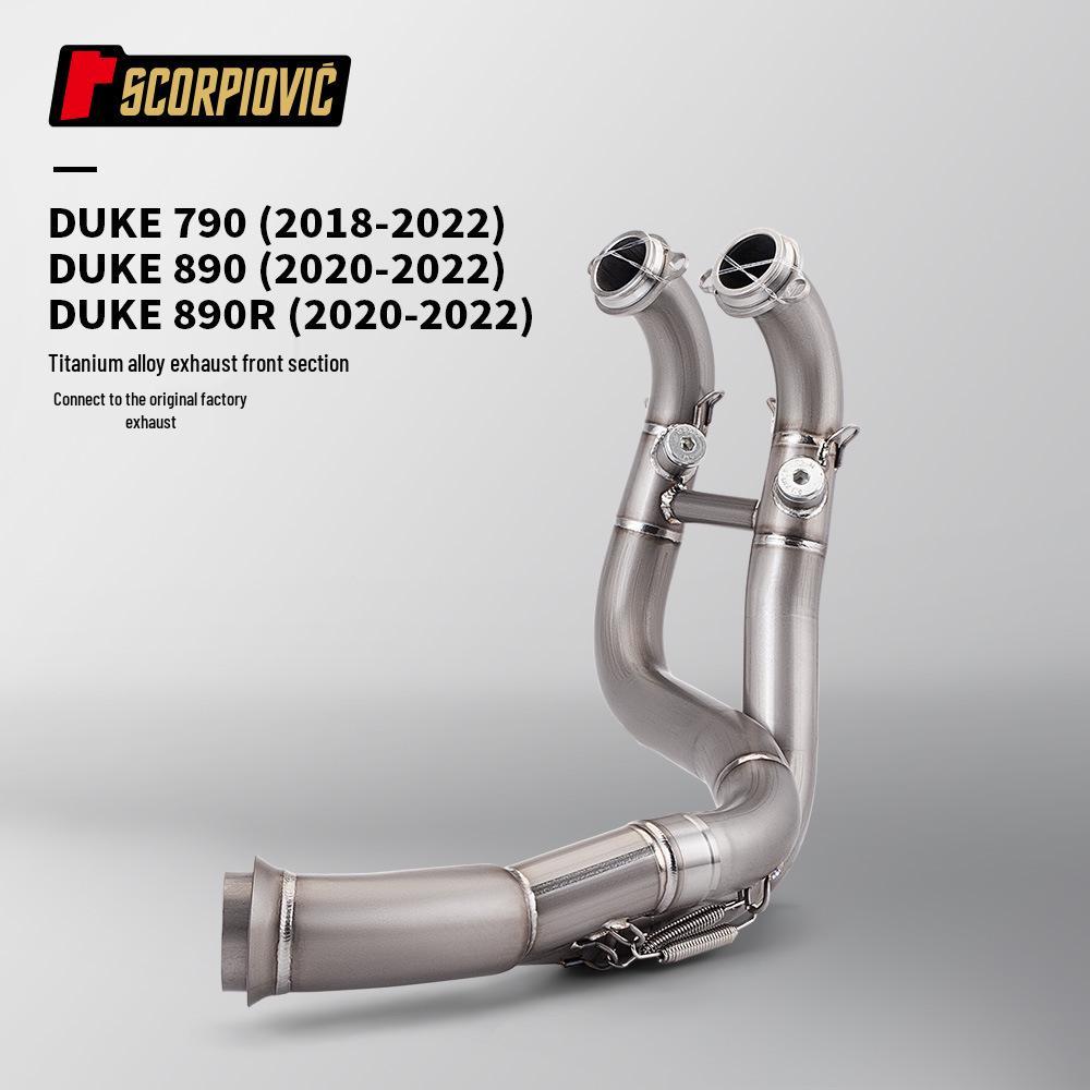 DUKE790/890 Titanium Alloy Front Exhaust Pipe (2018-2022) - Connects to Original Exhaust