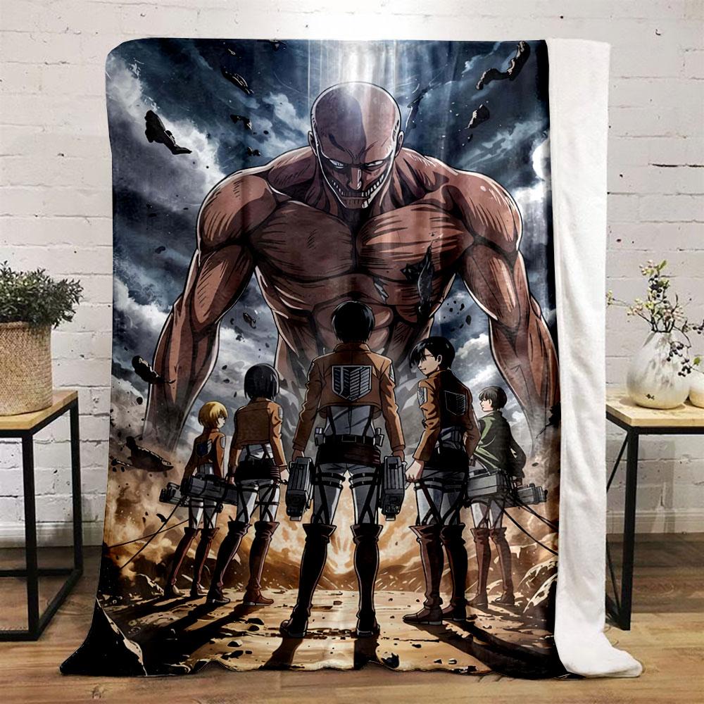 A towering figure faces a group of armed soldiers amid a dramatic sky. for all seasons blanket lunch break throw gift