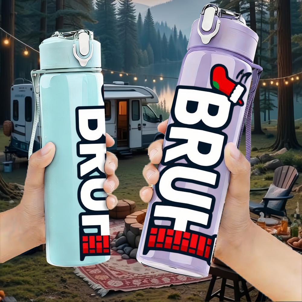 1PC Bruh Red Bold Letter Mark 750ml Color Plastic Water Bottle Leakproof Flip Straw Lid For Sports Office Home Use