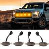 4Pcs/set Universal Car Front LED Grille Light Smoked Yellow Amber Lights Wire Harness Daytime Running Grill Light Fog Lamp for Off Road Truck SUV