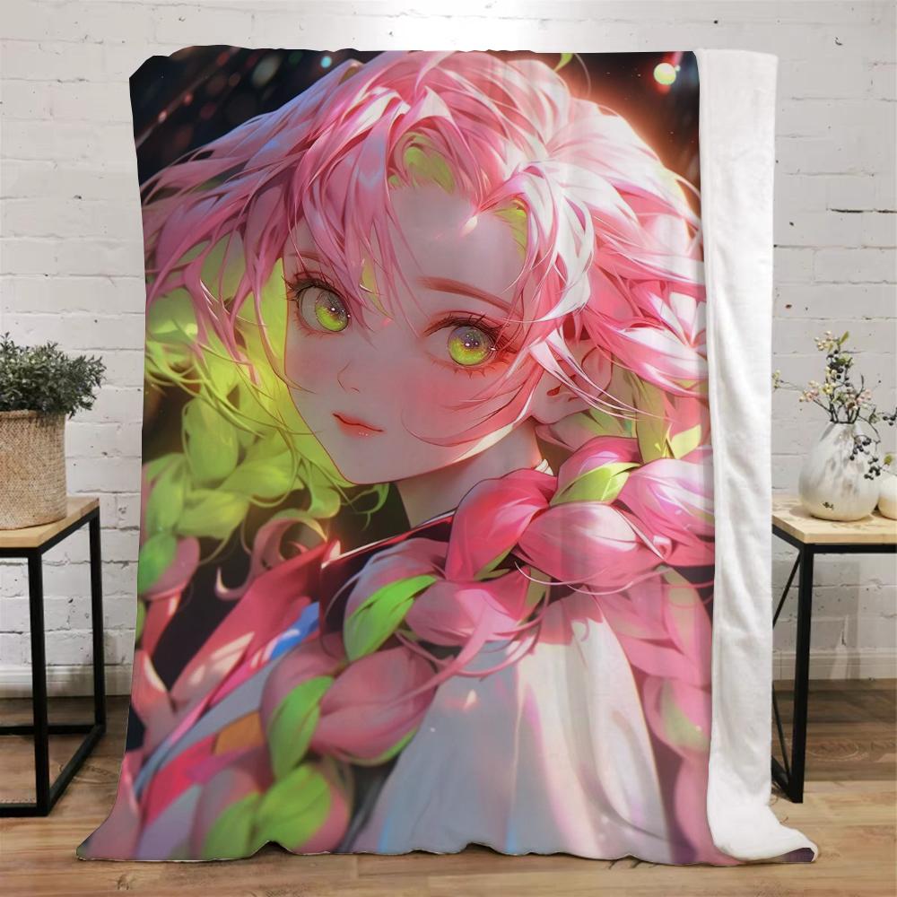 Demon Slayer-Kanroji Mitsuri Warm Winter Blankets for Sofa Cover Blanket Beach Towel Luxury Bedding Fluffy Plaid Bed Throw Knee