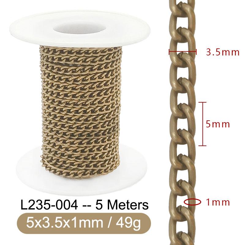 5M Metal Aluminum O-Shaped Chains Twist Chain for DIY Necklace Bracelet Jewelry Making Clothing Bag Component Accessory Supplies