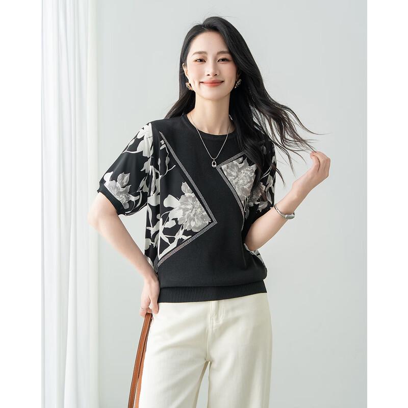 TERRE BLEUE Women s Casual Short-Sleeve Knit Top F