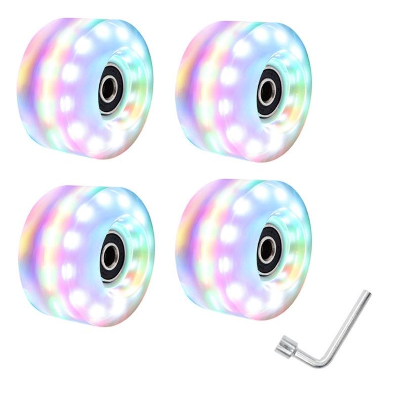 Roller Skate Wheel with Wrenches, Quads Roller Skate Wheel Double Row Skating Skateboard Quads Skate Replacement Wheels