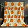 1pc Digital Printing Check Patterned Patchwork Autumn Pumpkin-Style Flannel Blanket, a Soft, Comfortable and Warm Plush Throw Bl