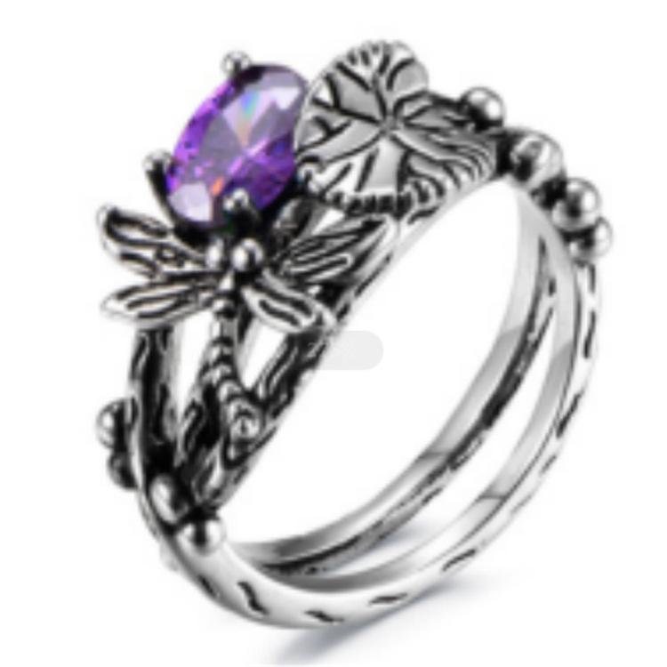 Accessories Dragonfly Lotus Ring Women'S Vintage Thai Silver Topaz Ring