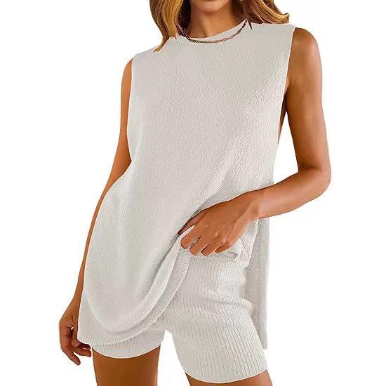 Women's 2025 Summer Knitwear Two-Piece Set: European & American Loose Fit Sleeveless Sweater