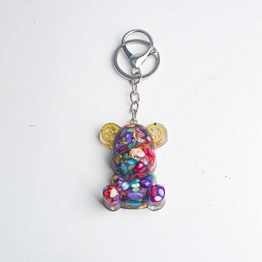 Crystal Stone Bear Pendant With Natural Gemstones For Car Keychain And Gift Use