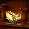 Stained Glass Night Light Whale Light, USB Multicolor Table Lamp, Flicker-free LED Decorative Desk for Home Office Bedroom