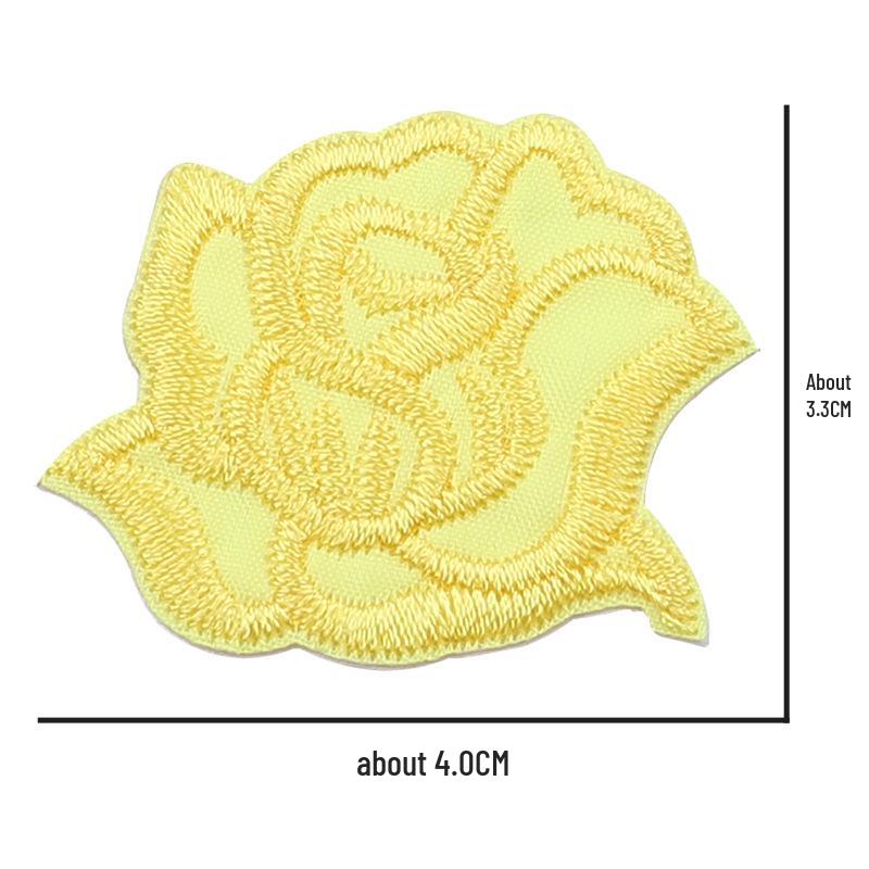 Self-Adhesive Small Embroidered Rose Patch - Fabric Jacket Label & Journal Decoration