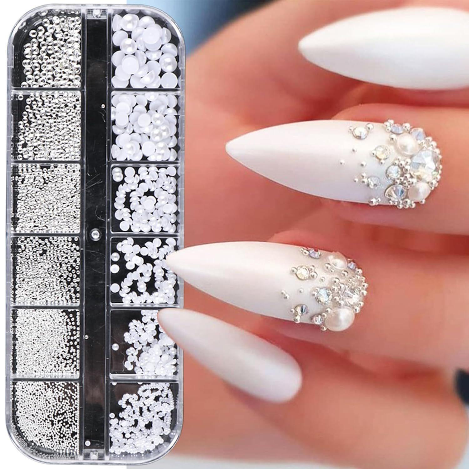 Nail Art Resin Bow & Pearl Star Tweezers Set