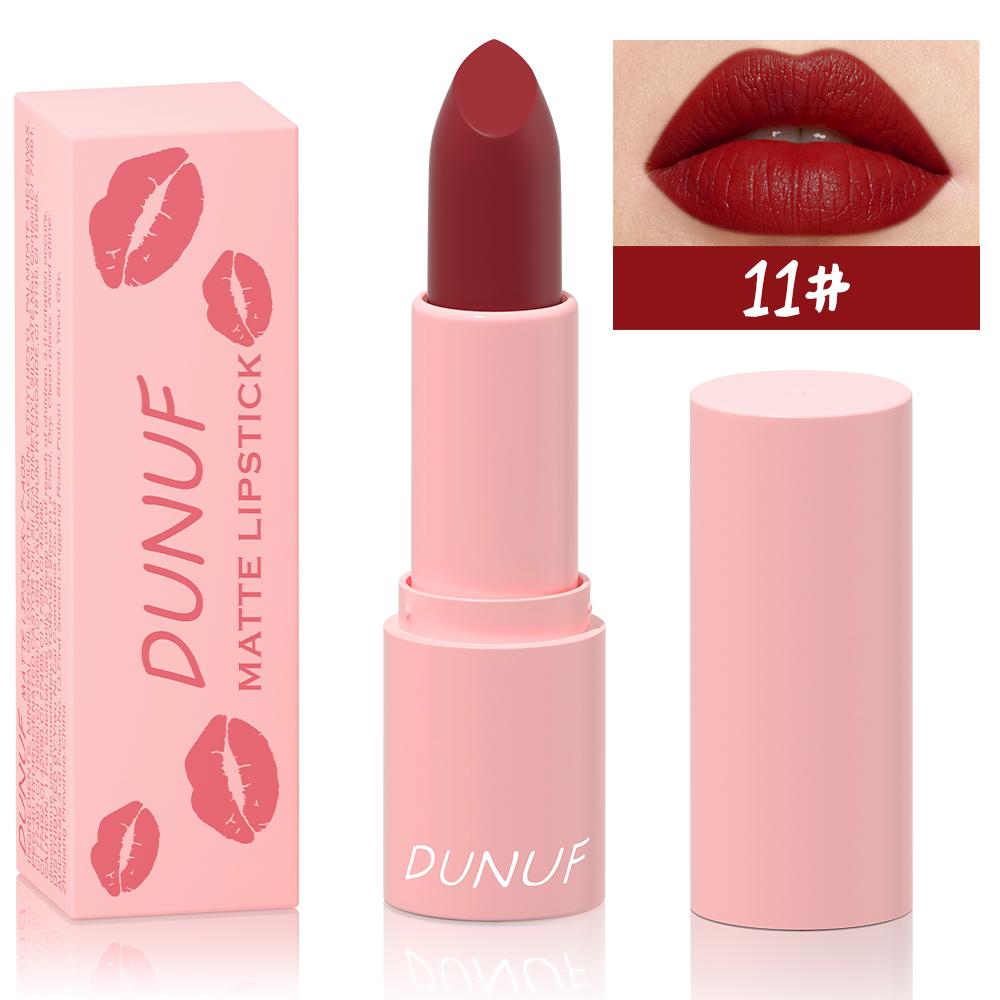 DUNUF 1 Pcs Matte Powder lipstick, Lasting 24 Hours Non-fading Waterproof Non-stick Easy to Color Lip Gloss Makeup Gift