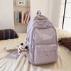Star Pattern Simple Student Backpack With Plush Pendant For Casual Daily
