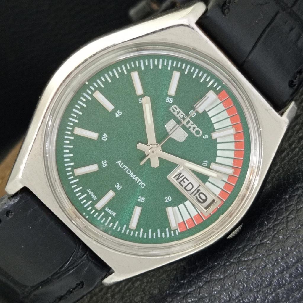 Seiko 5 AUTOMATIC 6309A VINTAGE JAPAN MENS GREEN COLOR DIAL WATCH A701908-5 R207-a701908