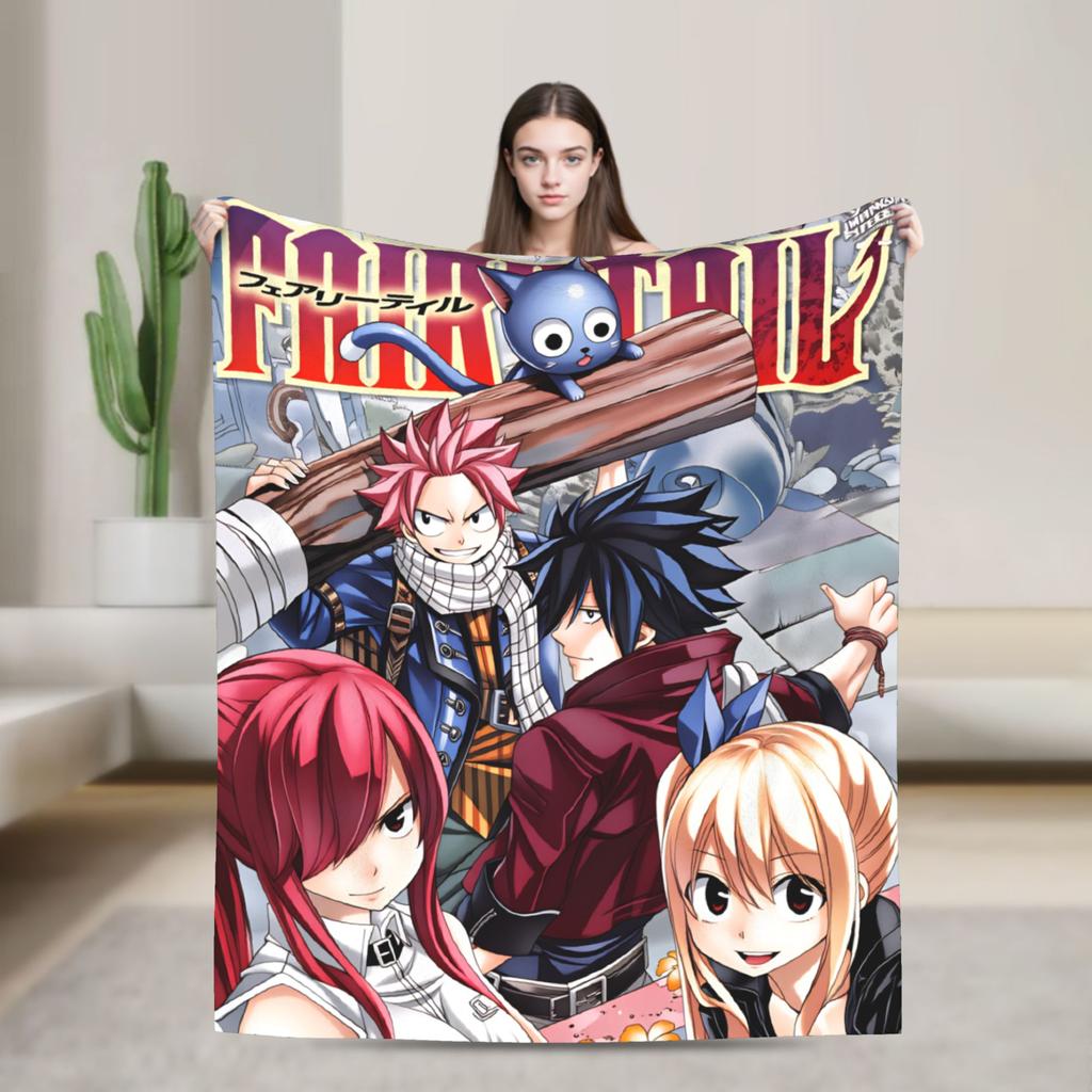 Fairy Tail Warm Soft Blanket Japanese Anime Travel Plush Throw Blanket Aesthetic Couch Chair Flannel Bedspread Sofa Bed Cover